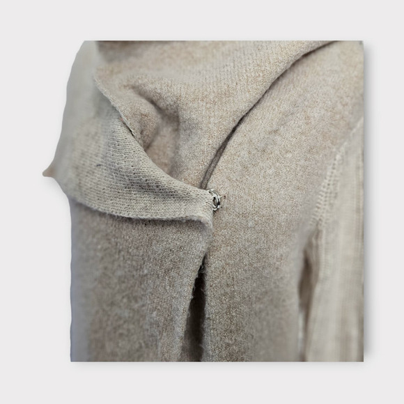 LA Fee Verte Anthropologie Pink Cream Color Block Wrap‎ Cardigan Sweater Small - Picture 2 of 9